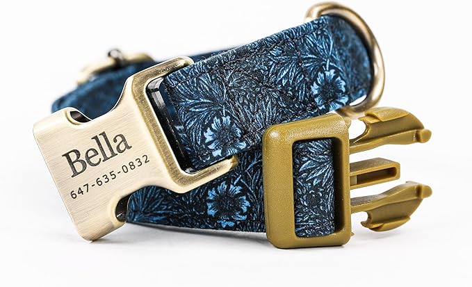 Personalized Dog Collar with Name and Phone Number Engraved,Adjustable Custom Puppy Collar,Organic Cotton Pet Collar for Small Medium Large Boy Girl Dogs
