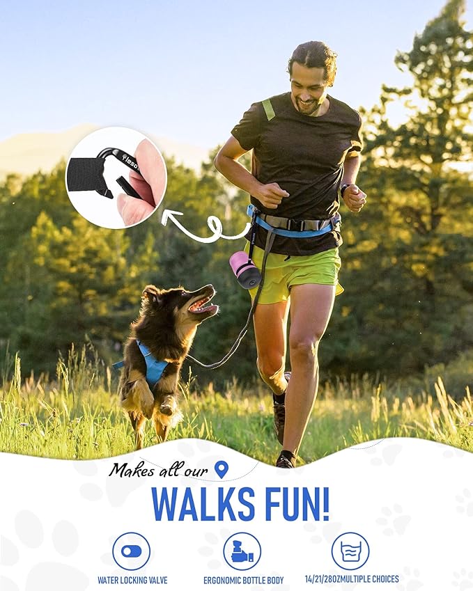 Lesotc Dog Water Bottle, Portable Pet Dispenser with Water Bowl, Leak Proof Pet Travel Squeeze Bottle, Puppy Essentials Dog Stuff Accessories for Outdoor Walking, Hiking, Camping