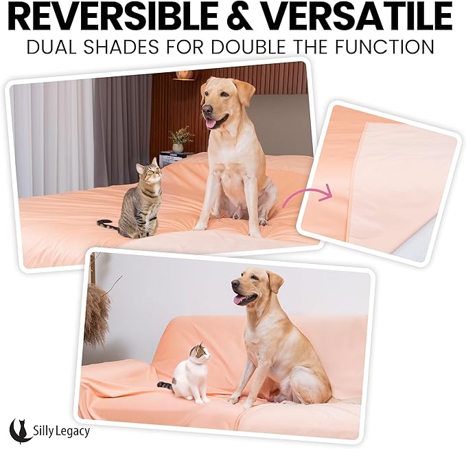 SILLY LEGACY Thin Reversible Waterproof Protective Cover or Liner for Bed or Couch (King Size, 100 x 96 inch), for Dogs and Cats, Babies; Incontinence, Dirt, Drool