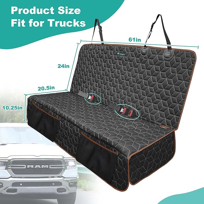 Bench Seat Covers for Trucks,Dog Car Seat Covers for Ford f150/Ram1500/Nissan Frontier/Toyota Tacoma/GMC Canyon,Nonslip Truck Seat Cover for Dogs (Brown)