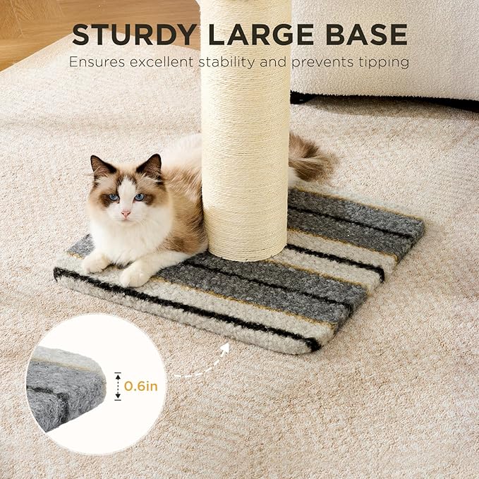 Joydeco Cat Scratching Post 38 Inches Heavy Duty and Thick Scratching Post Sisal Rope with Hanging Ball and Mice for Indoor Cats(Grey)