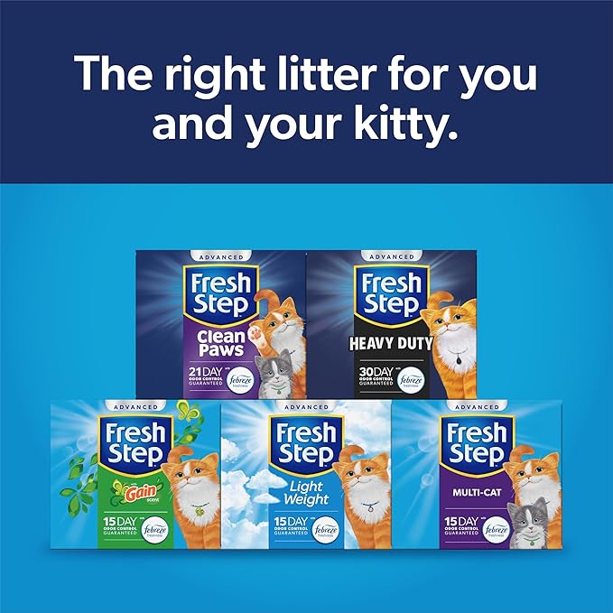 Fresh Step Outstretch Advanced Long Lasting Clumping Litter Simply Unscented, Activated Charcoal Litter Lasts 50% Longer, 32 lbs. (2 x 16 lb. Box)