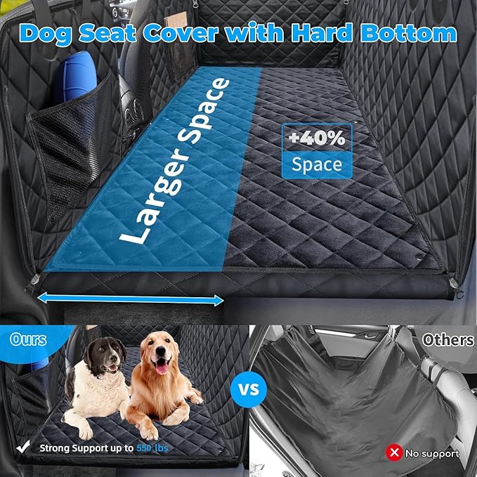 URPOWER Dogs Back Seat Extender with Non-Slip Blanket - Hard Bottom Dog Car Seat Cover & Removable Dog Bed Mat, Waterproof Dogs Hammock for Car, SUV, Pet Backseat Protector Holds 550lbs