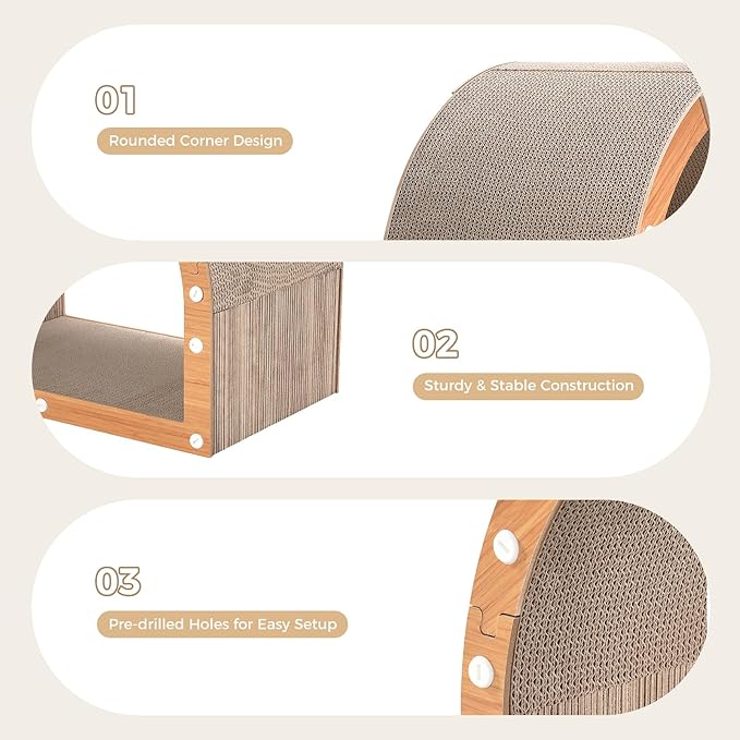 Avont Cardboard Cat Scratcher House, Kitten Scratching Tunnel Board, Modern Scratch Pad for Indoor Cats, Durable Corrugated Cardboard Scratcher for Kitty