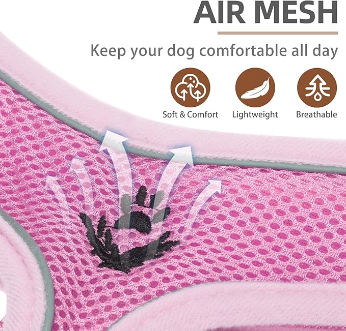 PUPTECK Soft Mesh Dog Harness and Leash Set Pet Puppy Cat Comfort Padded Vest No Pull Harnesses