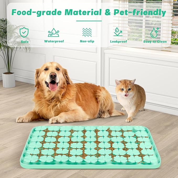 Dog Lick Mat, 23.6"x 15.7" Large Silicone Snuffle Mat with Suction Cups, Slow Feeder for Small Medium Large Dogs Slow Eating, Boredom Reducer (Blue)
