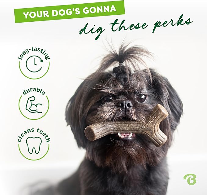 Benebone Bacon Stick Real Wood Durable Dog Chew Toy, Made in USA, Large