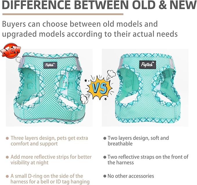 PUPTECK Dog Harness and Leash Set for Small Medium Dogs No Pull Step-in Soft Mesh Puppy Cat Vest Harnesses Reflective at Night, Upgraded New Green M