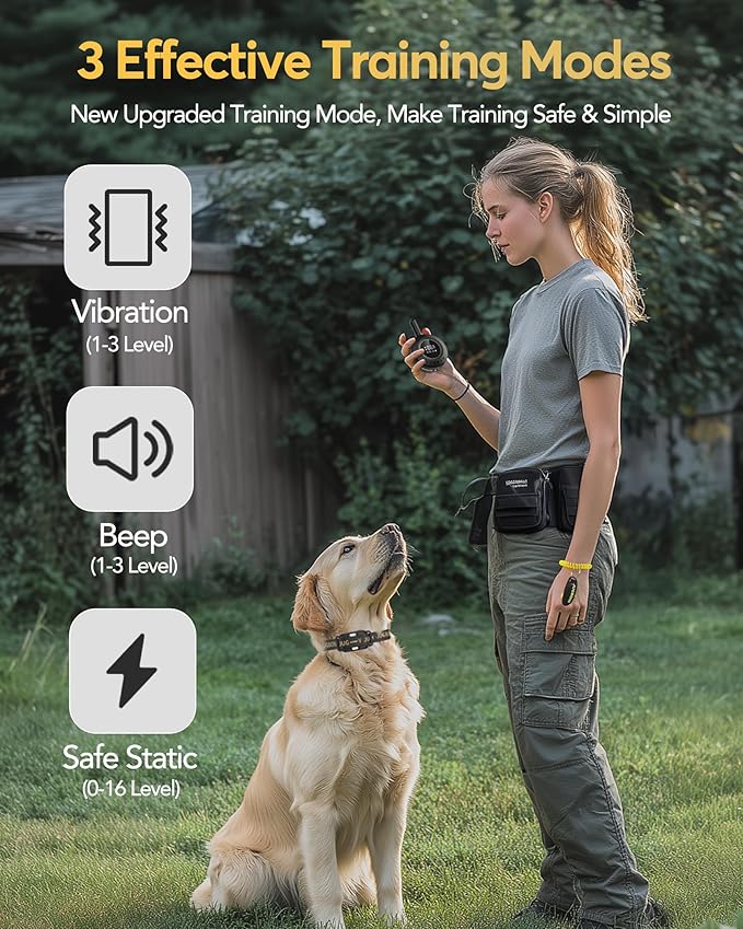 Jugbow Dog Shock Collar - 3/4 Mile Dog Training Collar with Remote for Large Medium Small Dogs, Rechargeable IPX8 Waterproof E-Collar with 3 Training Modes, LED Light & Security Lock (Black)