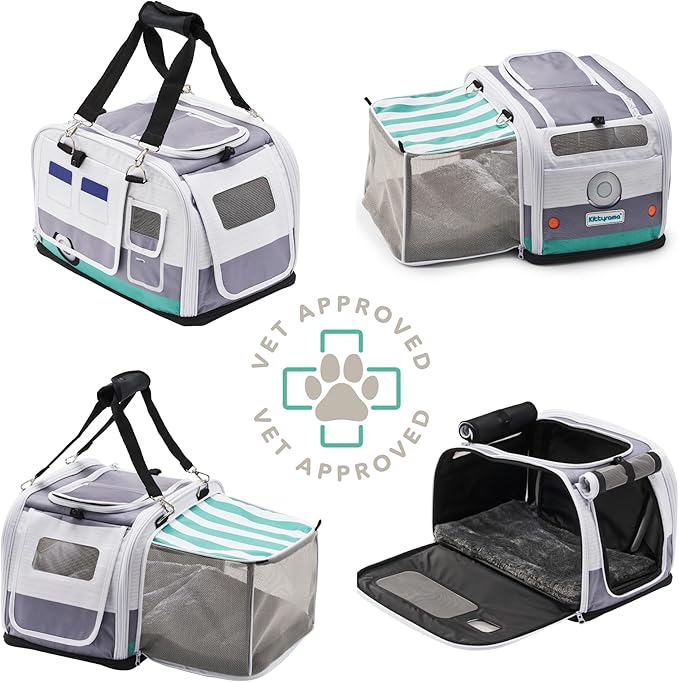 Premium Soft-Sided 2-in-1 Kittyrama Cat Carrier & Home Hideaway – Vet-Recommended Calming Den, Dual-Use Lounge & Travel Carrier with SBS Zippers, Airline-Approved Under-Seat Fit
