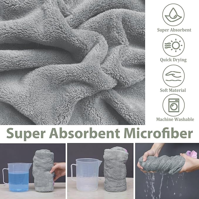 Dog Bathrobe Super Absorbent Towel Robe - Microfiber Bath Towels Fast Drying Coat for Dogs, Cute Dogs Clothes Adjustable Collar & Belly Strap Warm Keeping Hooded Dog Towel (Grey, X-Large)