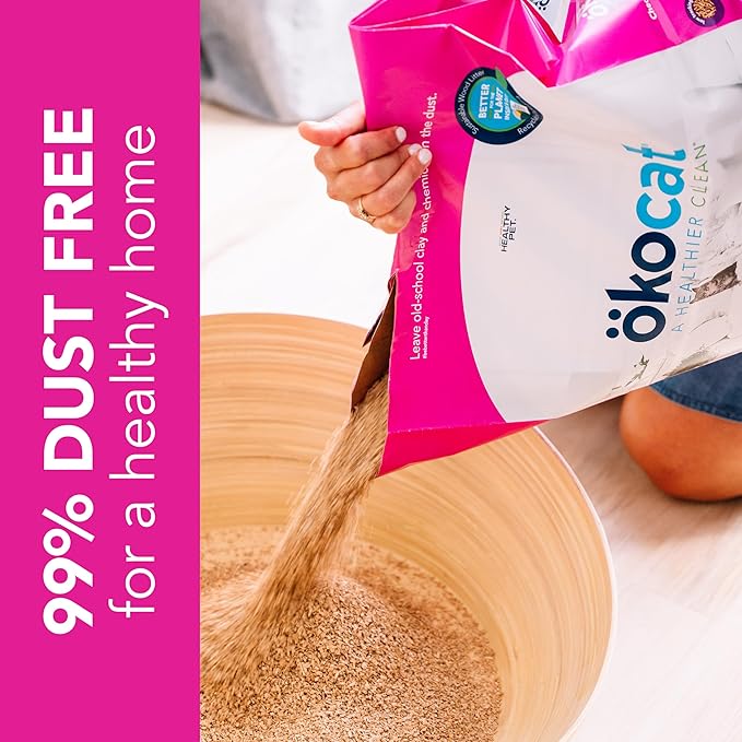 ökocat Super Soft Wood Clumping Cat Litter, Unscented, 15.8 pounds - Natural Ingredients, Stops Odor, Clumps Solid, 99% Dust Free, Great for All Cats, Sensitive Paws, Kittens