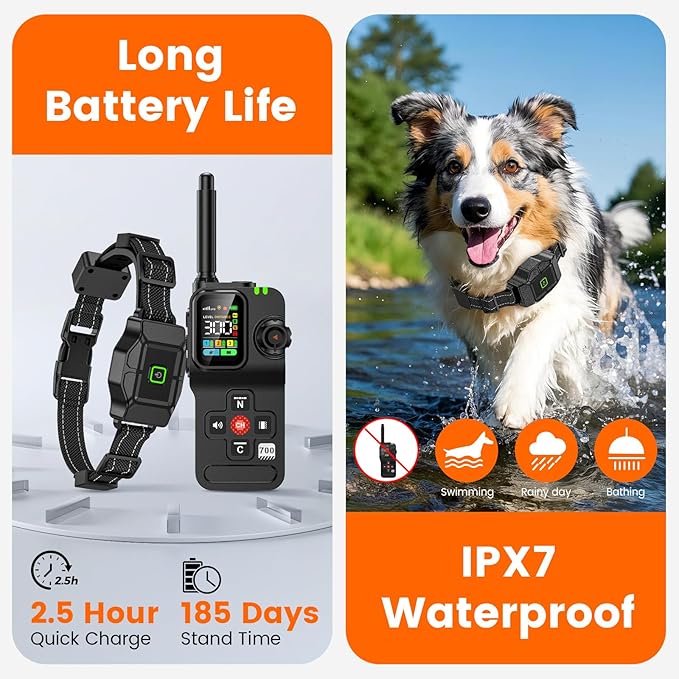 GPS Wireless Dog Fence, Electric Dog Fence Outdoor for Yard, Rechargeable, 25-999 Yards Customized Boundary, Real-Time Distance, Waterproof Collar, 3 Warning Modes Pet Containment System