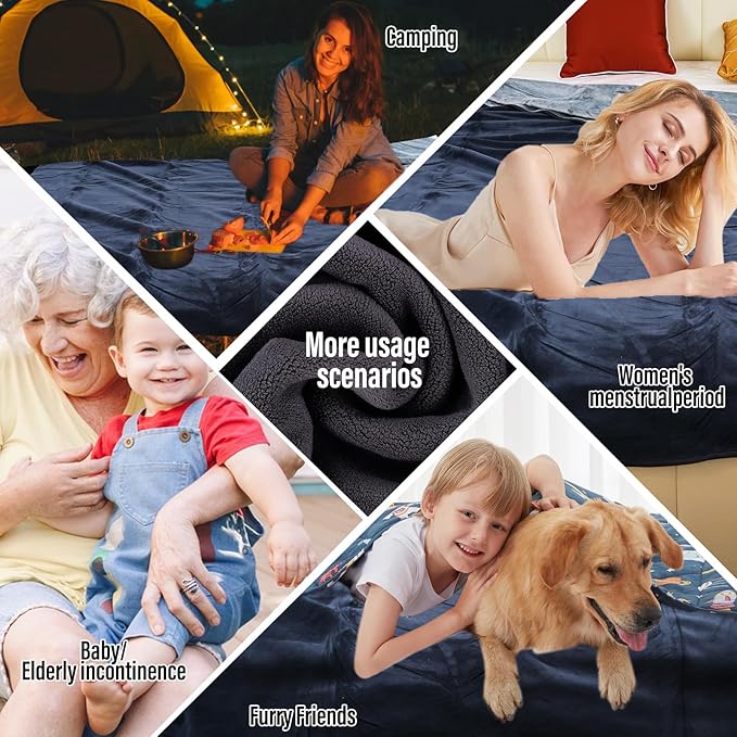 Waterproof Blanket for Bed Couch Sofa, Reversible & Reusable Cat, Dog Blanket Waterproof Washable, Small Water Resistant Blankets, Leakproof (40"x60", Dark Grey/Silver Grey), Ahinahwap