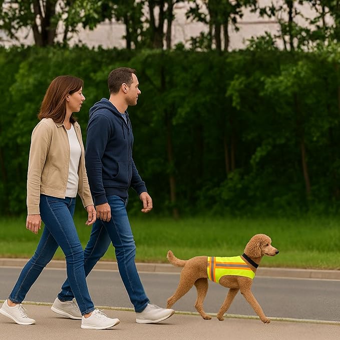 Reflective Dog Vest. High Visibility Yellow Safety Vest for Outdoors. Safeguard Your Dog with Easy to wear Adjustable and Breathable Reflective Gear (Medium)