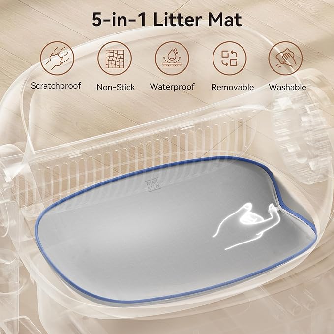 Thereye Self Cleaning Cat Litter Box, Open-Top Automatic Litter Box with Smart App and Safety Sensors, Large Auto Litter Box for Multiple Cats, 10L Waste Bin with Odor Control, Includes Trash Bag