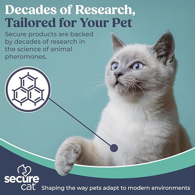 SecureCat Calming Diffuser for Supporting Calm and Well-Being to Help Relieve Any Feeling of Anxiety or Stress, Cat Pheromone Passive Stick Diffuser Home Starter Kit