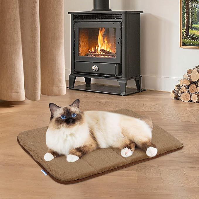 Dog Crate Pad for Small Dogs - 24x18 Orthopedic Dog Bed with Memory Foam, Washable Water-Resistant Soft Pet Mat with Non-Slip Bottom, Khaki