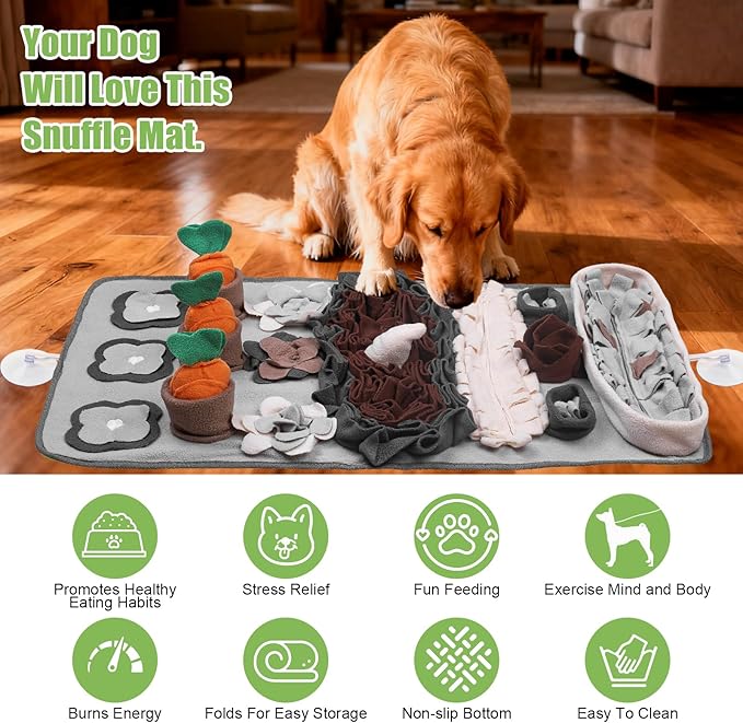 Snuffle Mat for Dogs Large Breed - 32'' X 20'' Washable Durable Sniff Mat for Slow Feeding Training, Enrichment Puzzle Toy for Mental Stimulation & Stress Relief