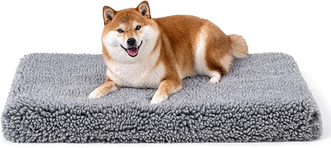 Stoutwool 4" Indestructible Dog Bed - Orthopedic Chew Proof Dog Crate Pad - Fluffy Kennel Mat for Aggressive Chewers - Ideal for Medium Breeds & Fits 30-Inch Crate - 29"x18", Charcoal