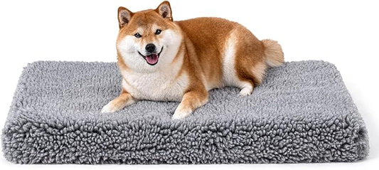 Stoutwool 4" Indestructible Dog Bed - Orthopedic Chew Proof Dog Crate Pad - Fluffy Kennel Mat for Aggressive Chewers - Ideal for Medium Breeds & Fits 30-Inch Crate - 29"x18", Charcoal