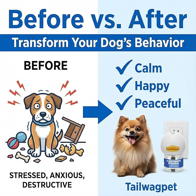 Dog Calming Pheromones Diffuser Kit - 180 Day Supply (9 Pack: 3 Plug-ins + 6×48mL Refills) - Anxiety, Barking, Aggression & Stress Relief for Dogs