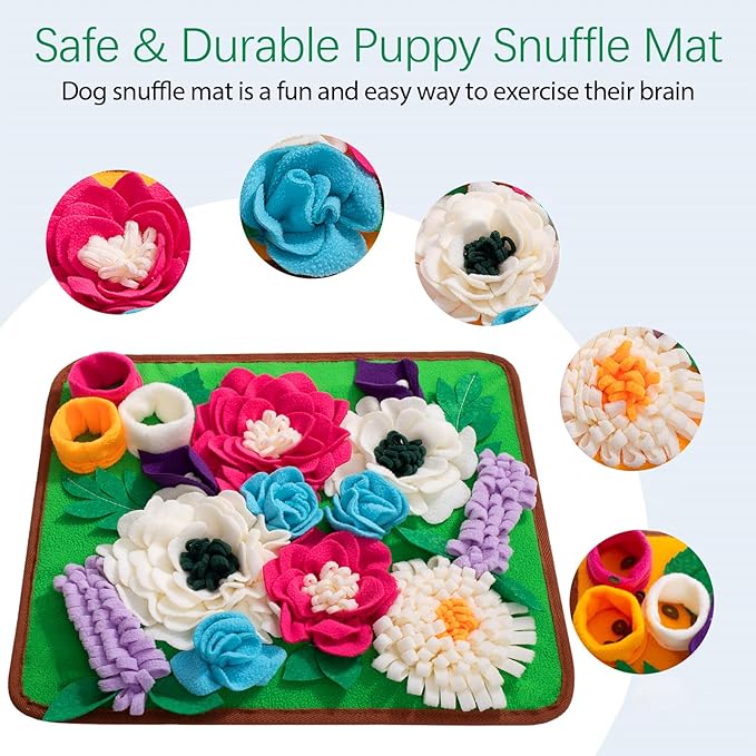 Snuffle Mat for Dogs Pet Treats Feeding Mat for Small/Medium Breed Dogs Non-Slip/Portable/Durable Interactive Dog Puzzle Toys Encourages Natural Foraging Skills (Green)