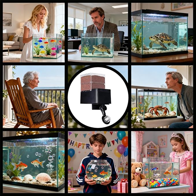 Automatic Fish Tank Feeder, with 5-Speed Airtight Dispensing, 21x11x8cm, Auto Fish Feeding Machine, Aquarium Feeding Device, Smart Timer Function, for Home Tanks, Ponds, Turtles, Betta, Shrimp