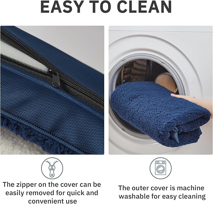 Bedfolks Orthopedic Dog Bed for Extra Large Dogs - Egg Foam Dog Crate Bed with Removable Waterproof Cover, Pet Bed Mat Suitable for Dogs and Pets Up to 100 lbs (44 x 32 x 3.5 inches, Navy)