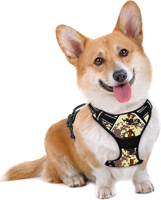 BARKBAY No Pull Dog Harness Large Step in Reflective Dog Harness with Front Clip and Easy Control Handle for Walking Training Running(Desert camo,M)