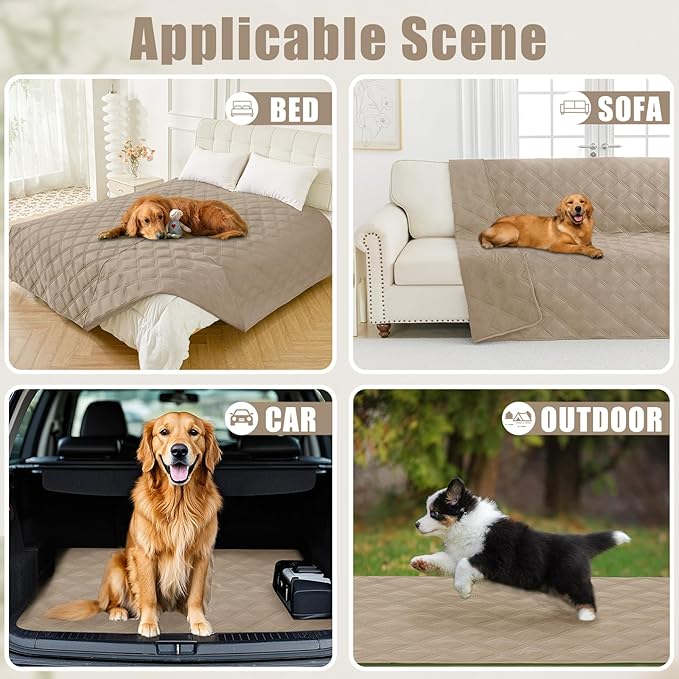 Smiry Waterproof Dog Bed Cover Blanket 40x80, Soft Reversible Pet Blanket, Washable Leakproof Cats Dogs Couch Cover for Sofa, Couch, Furniture, Lattice, Taupe/Taupe