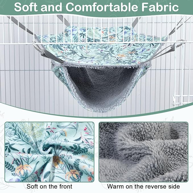 Bienbee 2 Pcs Ferret Rat Hammock Set for Cage Washable Guinea Pig Hideout Bed Soft Small Animal Hammock Tunnel Toys Ferret Cage Accessories for Hedgehog Sugar Glider Squirrel Hamster