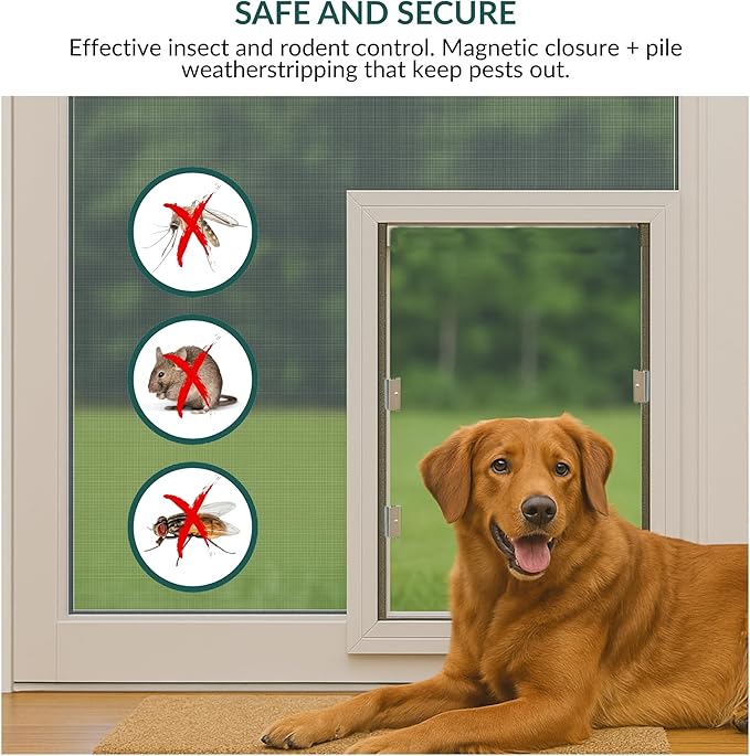 Elbert Mountain Pet Door - in-Screen Model | Cat & Dog Door | Single Flap for 1/2" Screen Frames Only | Extruded Aluminum Frame | Steel-Reinforced Corners