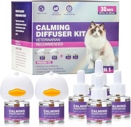Cat Calming Pheromone Diffuser Effectively Relieve Anxiety Stress Cat Calming Diffuser Comfort for Cats Refill Reduce Fighting Spraying and Scratching Calm Relaxing 48ml/Bottle Fits All Cats
