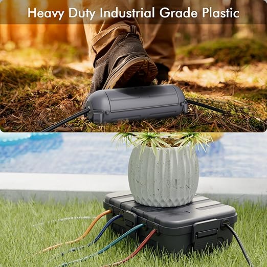 RESTMO 5-Piece Outdoor Waterproof Electrical Box Set – 12.5" x 8.5" x 5" Large & 7.1" x 2.3" x 2.3" Small, Weatherproof Boxes for Power Strip, Outlet, Plug, Socket, Timer, Holiday Light, Gray