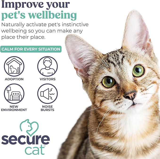SecureCat Calming Diffuser for Supporting Calm and Well-Being to Help Relieve Any Feeling of Anxiety or Stress, Cat Pheromone Passive Stick Diffuser Home Starter Kit