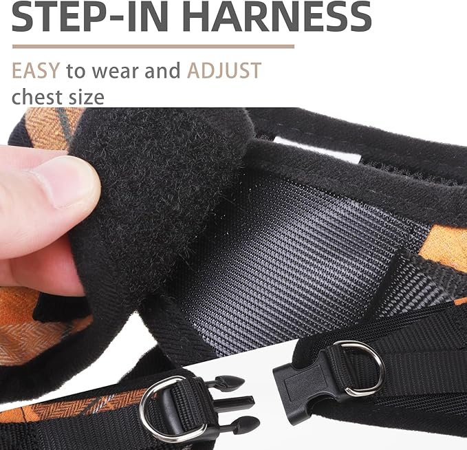 PUPTECK Adjustable Dog Harness Collar and Leash Set Step in No Pull Pet Harness for Small Medium Dogs Puppy and Cats Outdoor Walking Running, Soft Mesh Padded Reflective Vest Harnesses, Orange XXS