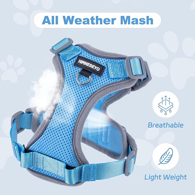 Small Dog Harness and Leash Set, No Pull Adjustable Pet Harness for Small Dogs, Breathable Mesh Rflective Dog Vest Harness (Light Blue, XS)