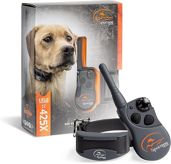 SportDOG FieldTrainer 425X - Remote Trainer Designed for Off-Leash Control & Training - 500-Yard Range - Waterproof - Quick Charge-Collar with 21 Levels of Static, Tone, & Vibration