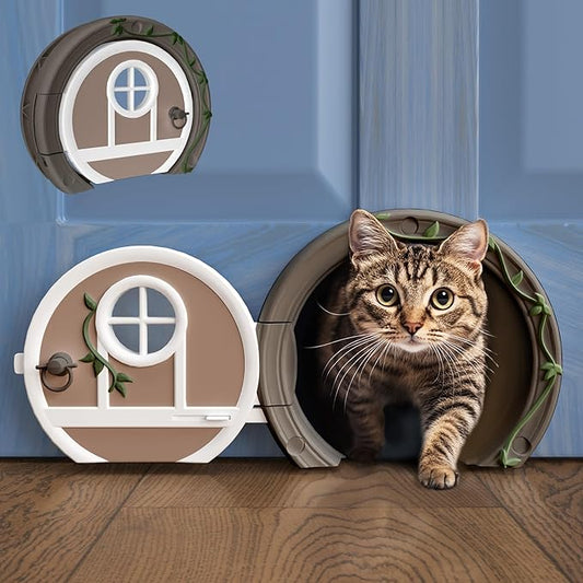 Gnome® Door Cat Door for Interior Doors - Stylish & Functional with No Flap, Lockable, and Easy Installation, Spacious Large Kitty Door for Cats Up to 20 lbs, Private and Comfortable Pet Door