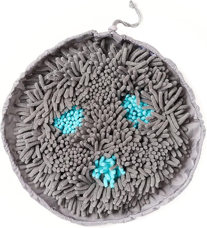 Pet Parents Forager Bowls, Slow Feeder Dog & Cat Bowls with SoftSnout™ & Non-Slip Backing, Portable Pet Puzzle Toys & Snuffle Mats, 30 oz, Modern Grey (Meadow Ponds)