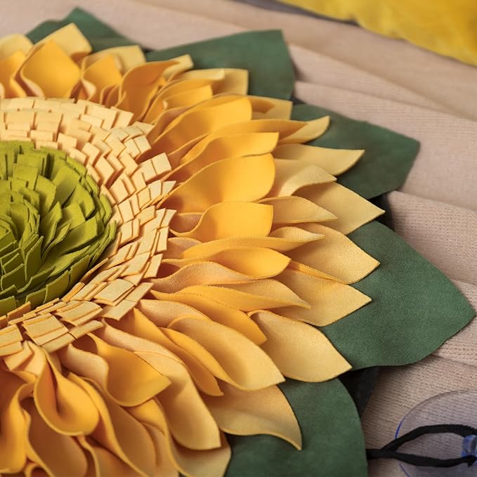Snuffle Mat for Dogs Sunflower Interactive Puzzle Slow Feeder Dog Treat Mat for Boredom Training Stress Relief and Encourages Natural Foraging Skills Enrichment Toys to Keep Them Busy Yellow 20Inch