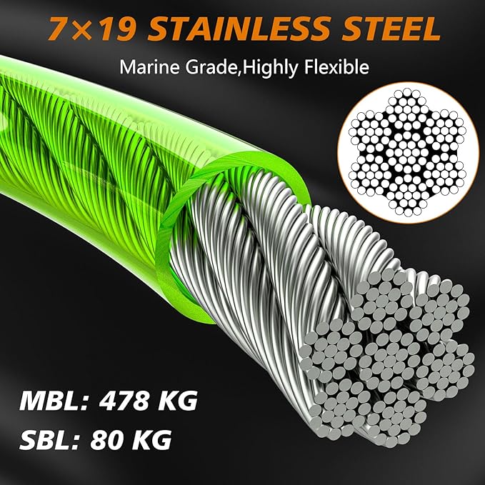 XiaZ 50FT Tie Out Cable for Dogs, Dog Leads for Yard Chew Proof, Heavy Duty Pet Tie Out Cable for Large Dogs Up to 250lbs,Durable Dog Runner Tether Line for Outdoor,Yard