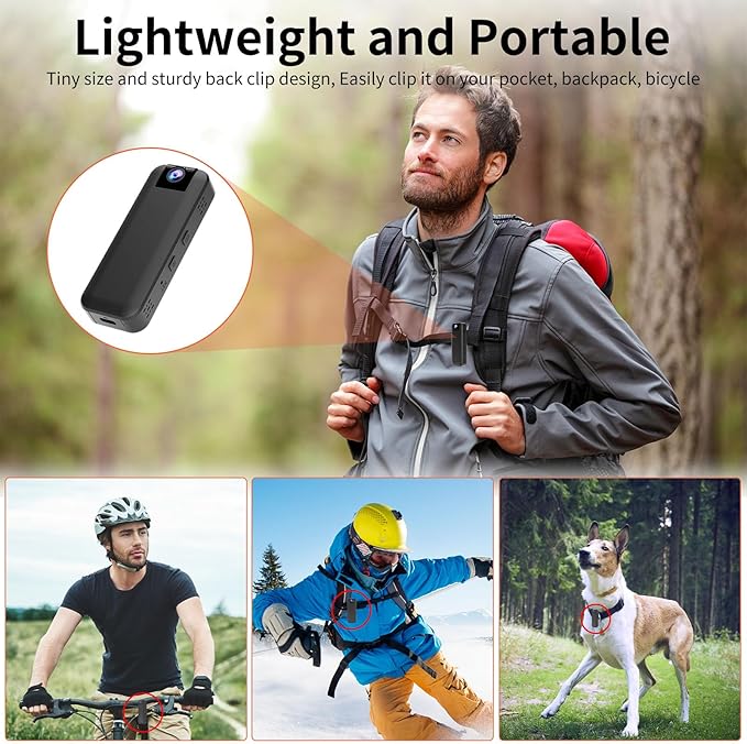 VSTARCAM 2K Mini Body Camera with Audio & Video Recording, Battery Powered POV Cam with 64G Card, Wearable Personal Portable Cameras Recorder DV, 180°Lens Rotatable with IR Night Vision for Security