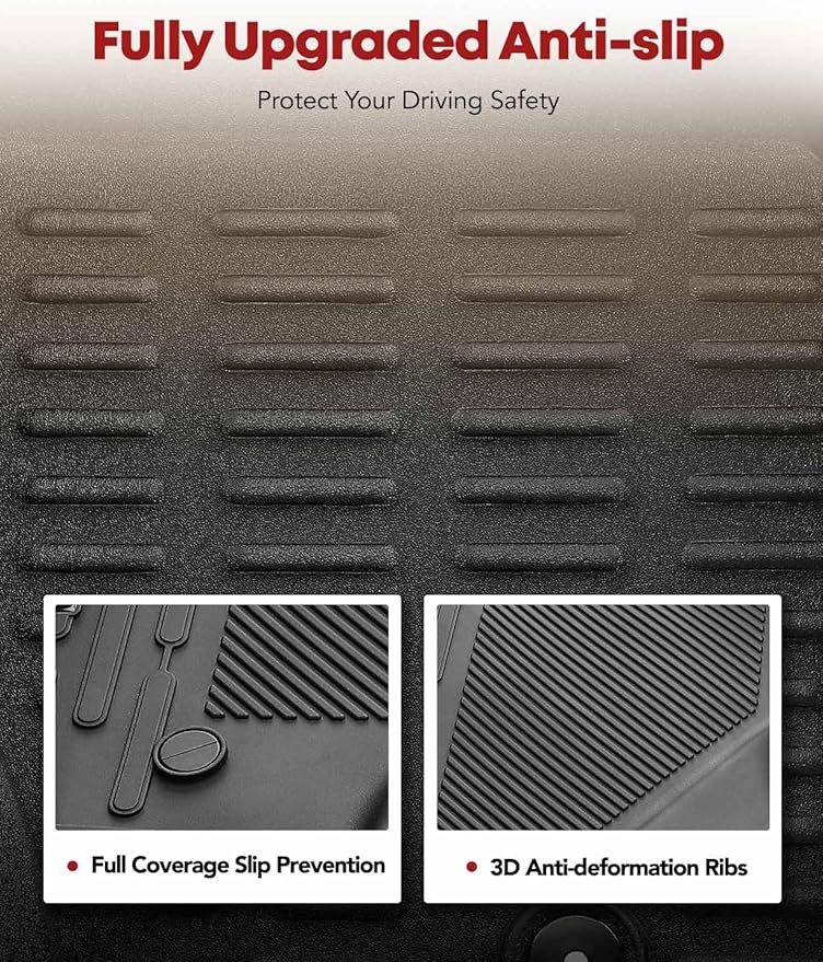 YHTAUTO Floor Mats Fit 2021-2025 Ford Bronco 4-Door No Sport, TPE All Weather Floor Liner Odorless Custom Fit Car Mats, 1st 2nd Row Bronco Accessories