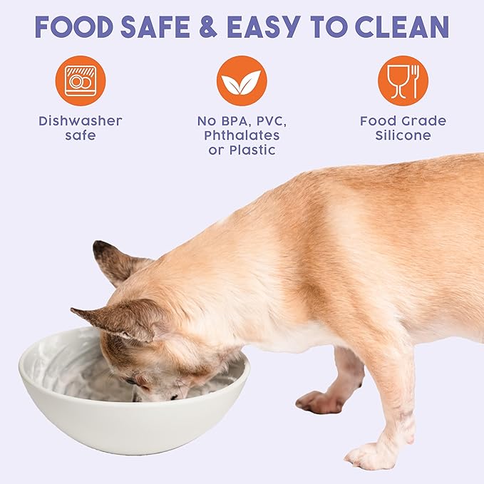 Awoo Wobbowl - Silicone Dog Lick Mat and Slow Feeder Bowl - Dishwasher Safe Pet Dish - Extends Mealtime for Fast Eaters & Reduces Anxiety - for Wet & Dry Food (Sage)