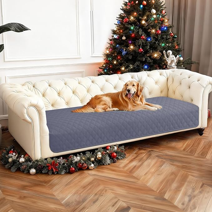 Waterproof Dog Blanket, Non-Slip Soft Pet Bed Cover, Couch Cover for Dogs Washable, Protects Sofa, Furniture, Crate, Car, Tear Resistant Leakproof Pet Blanket (30x70 Inch, Grey Blue)