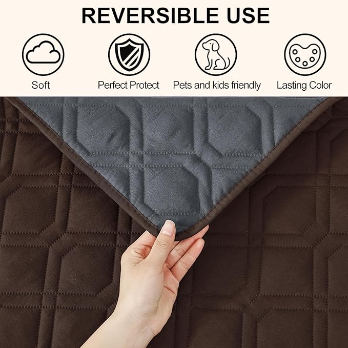 Smiry Waterproof Dog Blanket, 30x53 Inch Soft Pet Bed Cover Reversible, Washable Sofa Couch Furniture Protector for Small Medium Large Dog Puppy Cat, Geometric, Chocolate/Dark Grey
