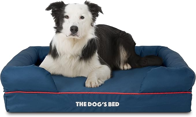 The Dog’s Bed, XL Oxford Blue, Memory Foam, Pain Relief: Arthritis, Hip & Elbow Dysplasia, Post Surgery, Lameness, Supportive, Calming, Waterproof Washable Cover, Veterinary Approved