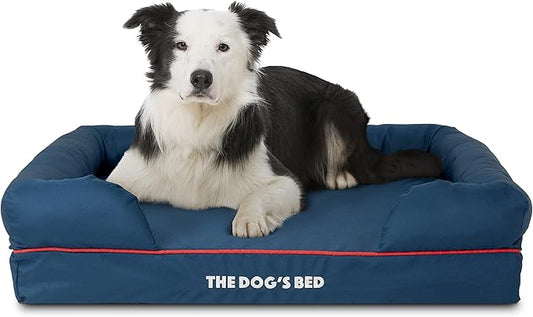 The Dog’s Bed, XL Oxford Blue, Memory Foam, Pain Relief: Arthritis, Hip & Elbow Dysplasia, Post Surgery, Lameness, Supportive, Calming, Waterproof Washable Cover, Veterinary Approved